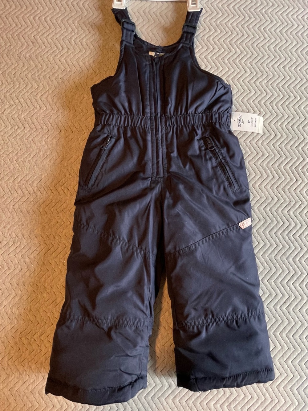 2T OshKosh B'gosh Black Kids Snow bib pants uni-sex NWT